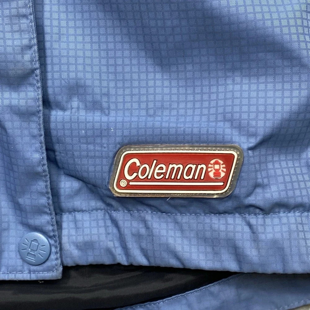 Coleman Blue‎ Hydra Tech Packable Jacket Unisex Sz M Hooded Zip-Up Distressed